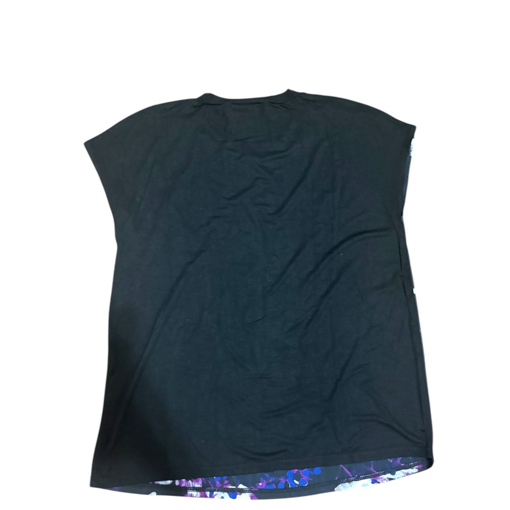 DONNA KARAN Floral Black and Purple Women's Top - Picture 2 of 4